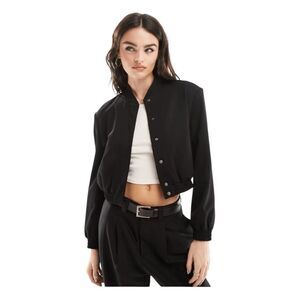 ASOS Design Strong Shoulder Tailored Bomber Jacket Black 4